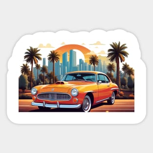 Classic Retro Car in Art: Vivid Vector on Clean White Background (325) Sticker